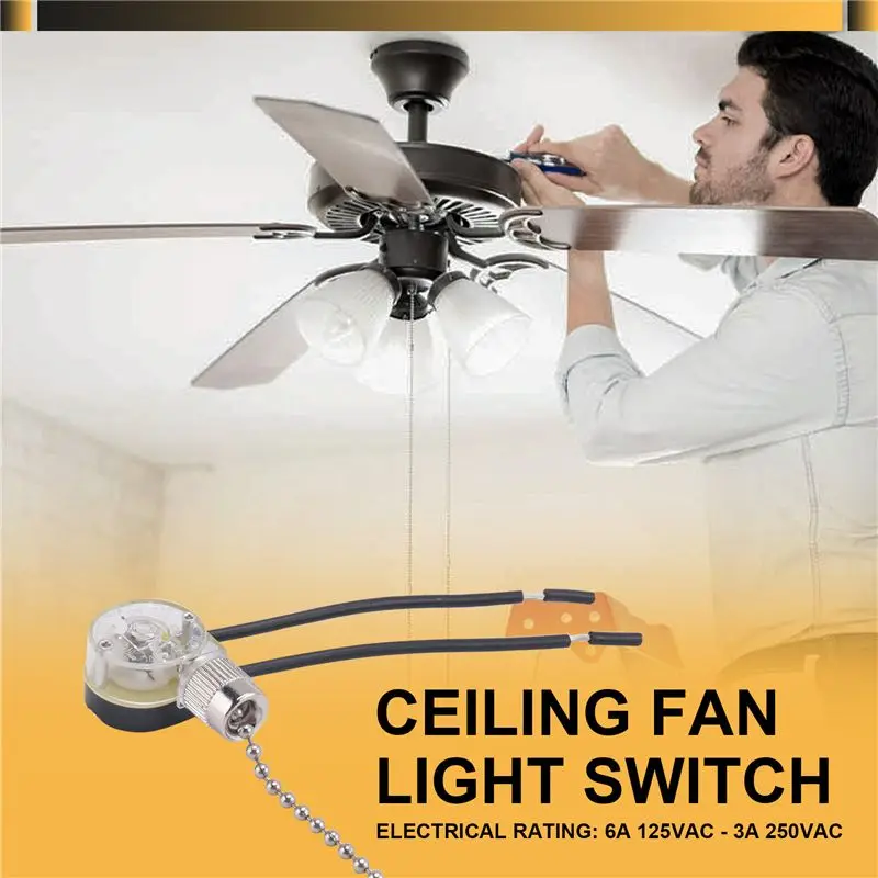 3Pack Ceiling Fan Light Switch ZE-109 Fan Switch Ceiling Pull Chain Switch Replacement Fast-