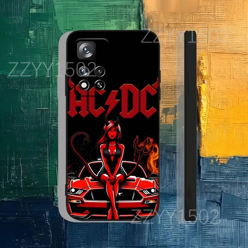 A-AC Band D-DC  Phone Case For Samsung S25,S24,Ultra,S20,S30,Plus,S22,S23,Ultra,Plus,5G Black Silicone Soft