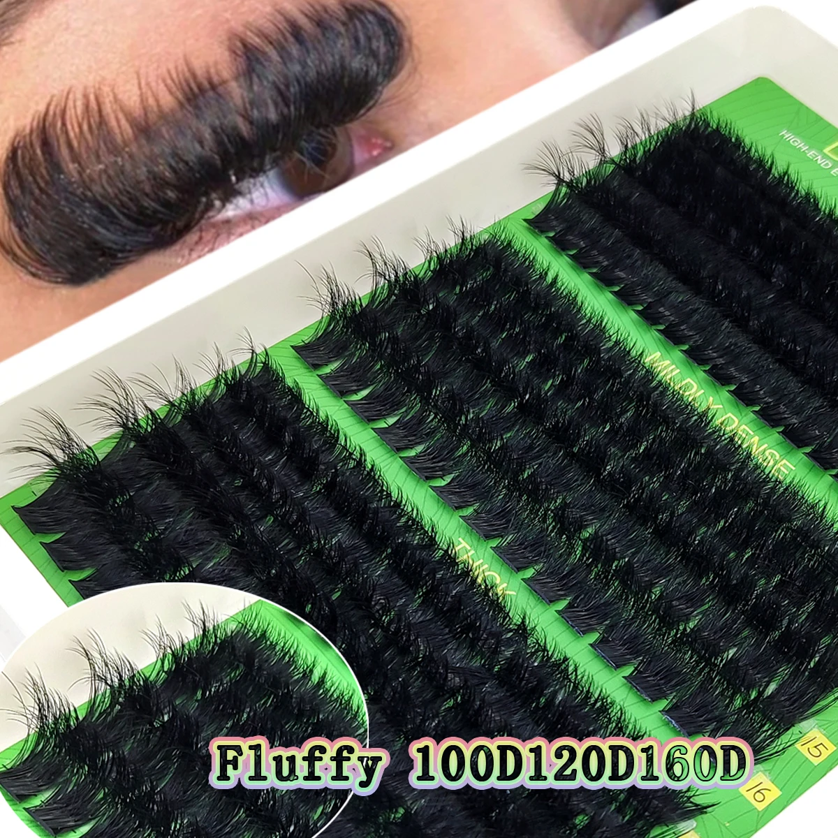 HBZGTLAD fluffy curled eyelashes 60D-200D natural style handmade eyelash bundle 5D mink eyelash clusters eyelash extensions fals