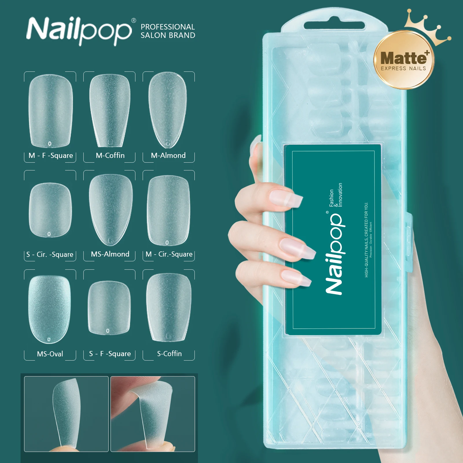 Nailpop Weiche Matte Künstliche Nagelspitzen Ohne Feilen Vorgefertigt Langlebige Premium-Nagelverlängerungen 240 Stück/Box Professionelle Salon-DIY-Nagelkunst T