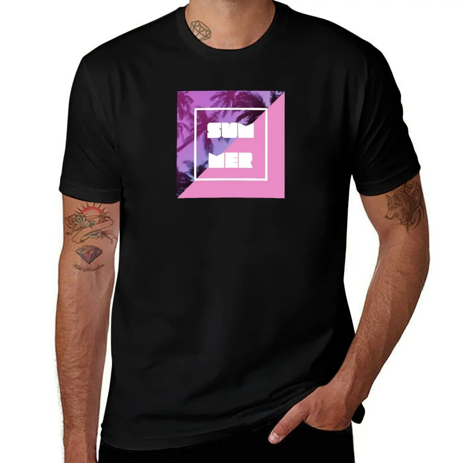 

Modern Summer Illustration – Powder Pink Tropical Art T-Shirt new gifts and t-shirts man t shirt fruit of the loom mens t shirts