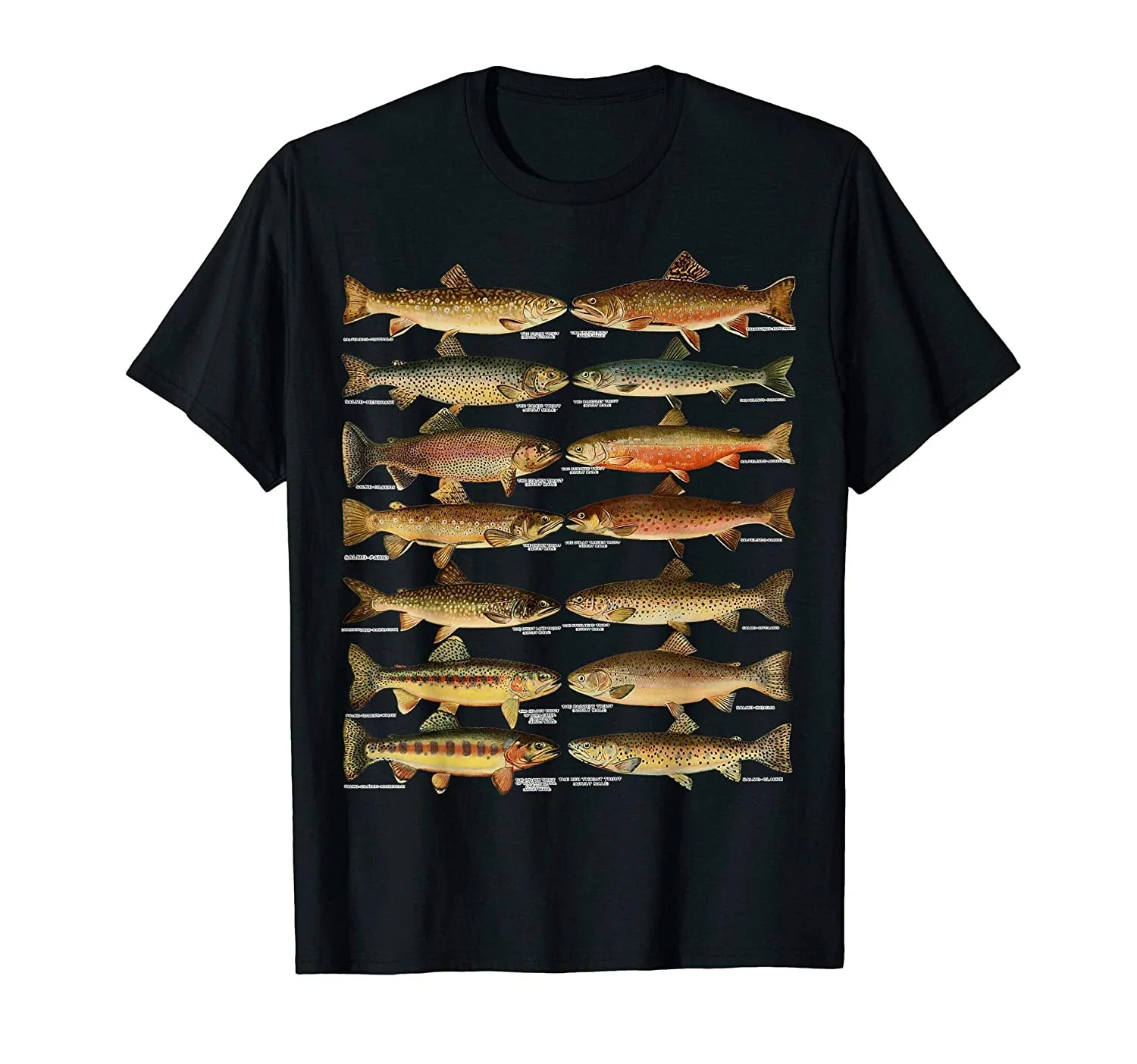 Tees Tops Harajuku Streetwear Types of Fishes Fish water Species Fishing T-Shirt oversized graphic summer new Men Cotton Tshirt