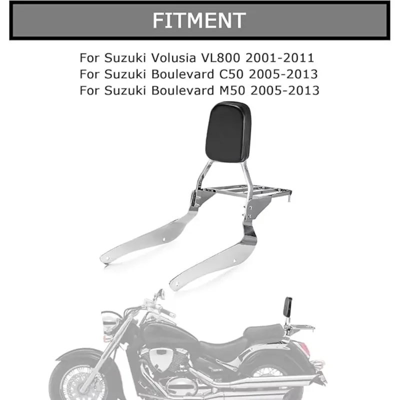 Moto rcycle Detachable Passenger Backrest Pad with Shelf Carrier for Volu sia VL800 2001-2011 Boulevard C50 M50