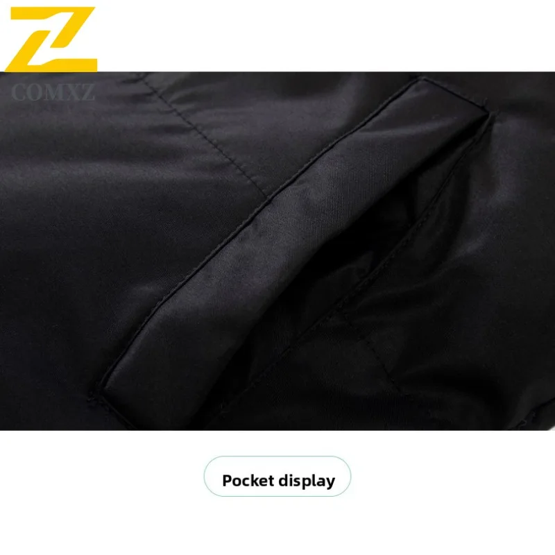 COMXZ 2025 Autumn Winter Plus Size Mens Cotton Jacket M-8XL Hooded Two Piece Style Fleece Lined Coat Long sleeve windbreaker