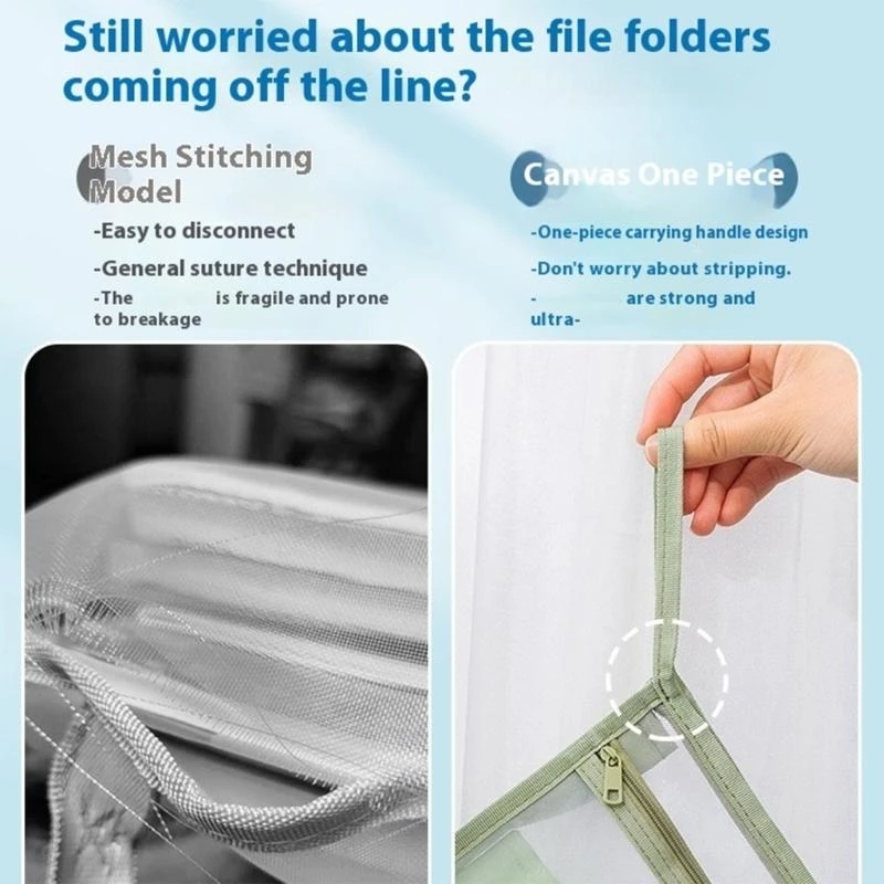 5Pcs Clear View File Folders Document Carrying Pouches File Sleeve Mesh Materials Business File Organizers 896C