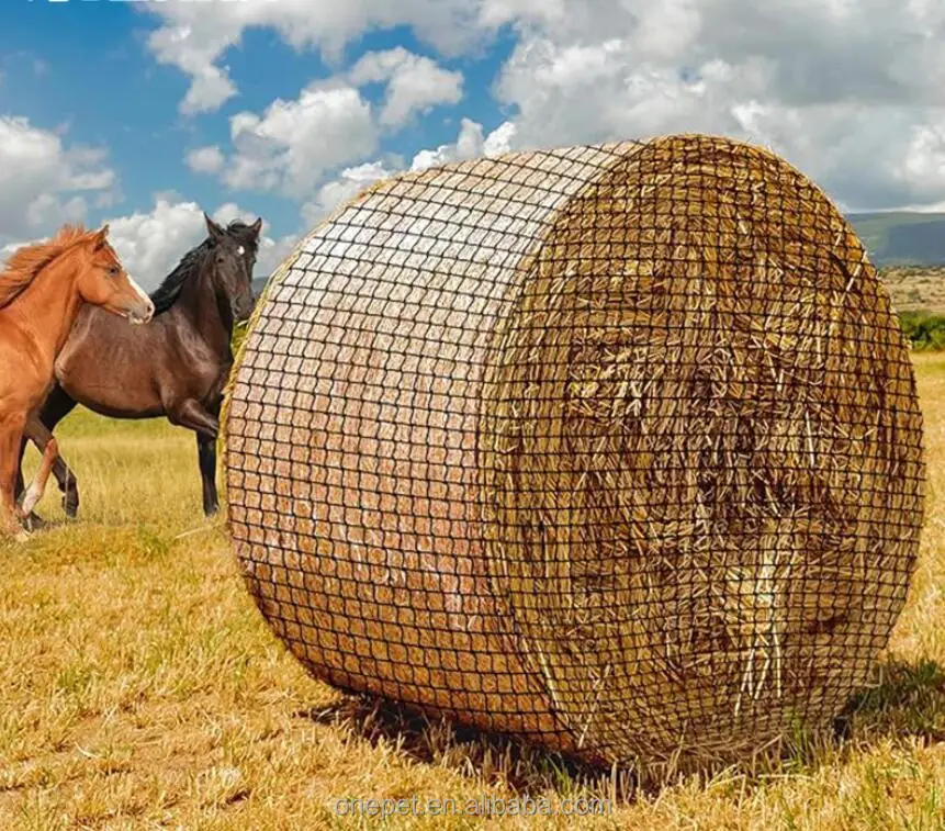 

2025 Large Round Bale Hay Net for Horse Racing Farms 6*6ft Woven Nylon PVC Mesh Bag Slow Feeder for Horse to Eat Hay