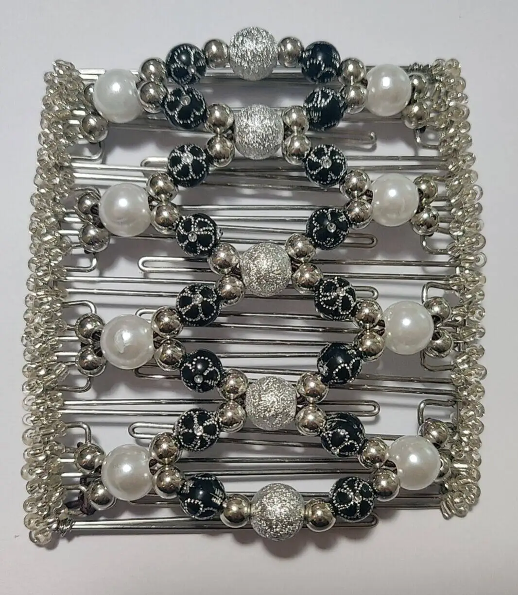 10 pcs /lot coffee white silver pearl Stainless steel metal comb girls women lady wedding pary gift magic comb