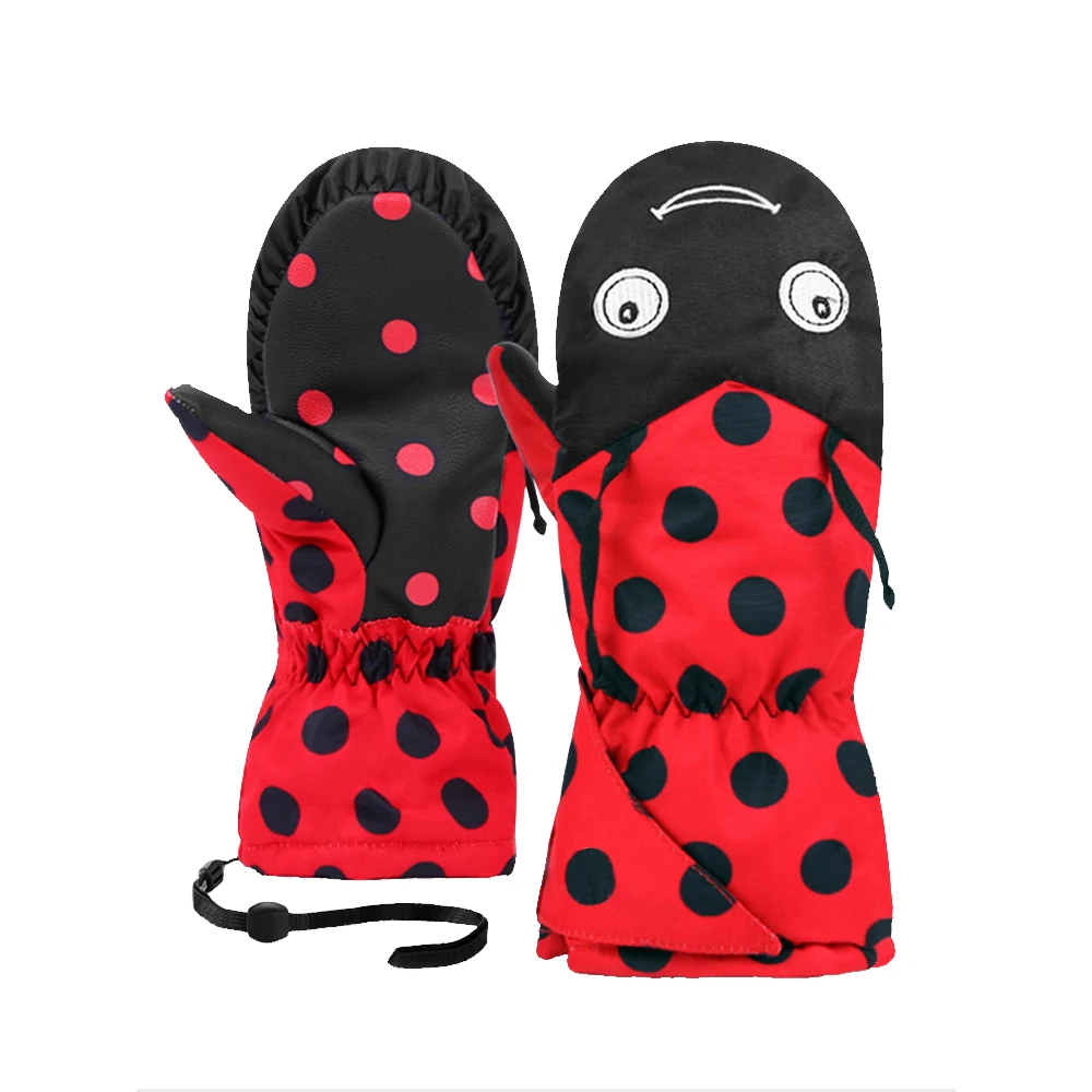 LUCKYBOO L1 Guantes de esquí para niños Manoplas 10K revestimiento impermeable tela de doble capa resistente al desgaste palma material PU