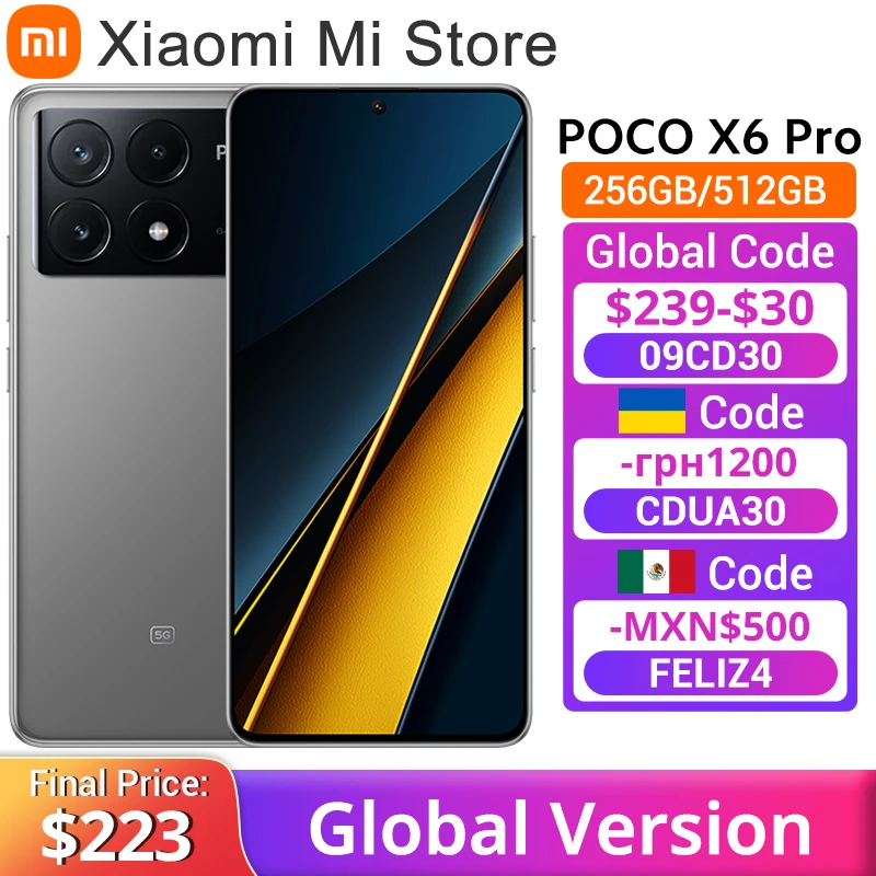 

POCO X6 Pro 5G Global Version 67W turbo charging Smartphone 6.67" 1.5K Flow AMOLED DotDisplay 64MP camera Dimensity 8300-Ultra