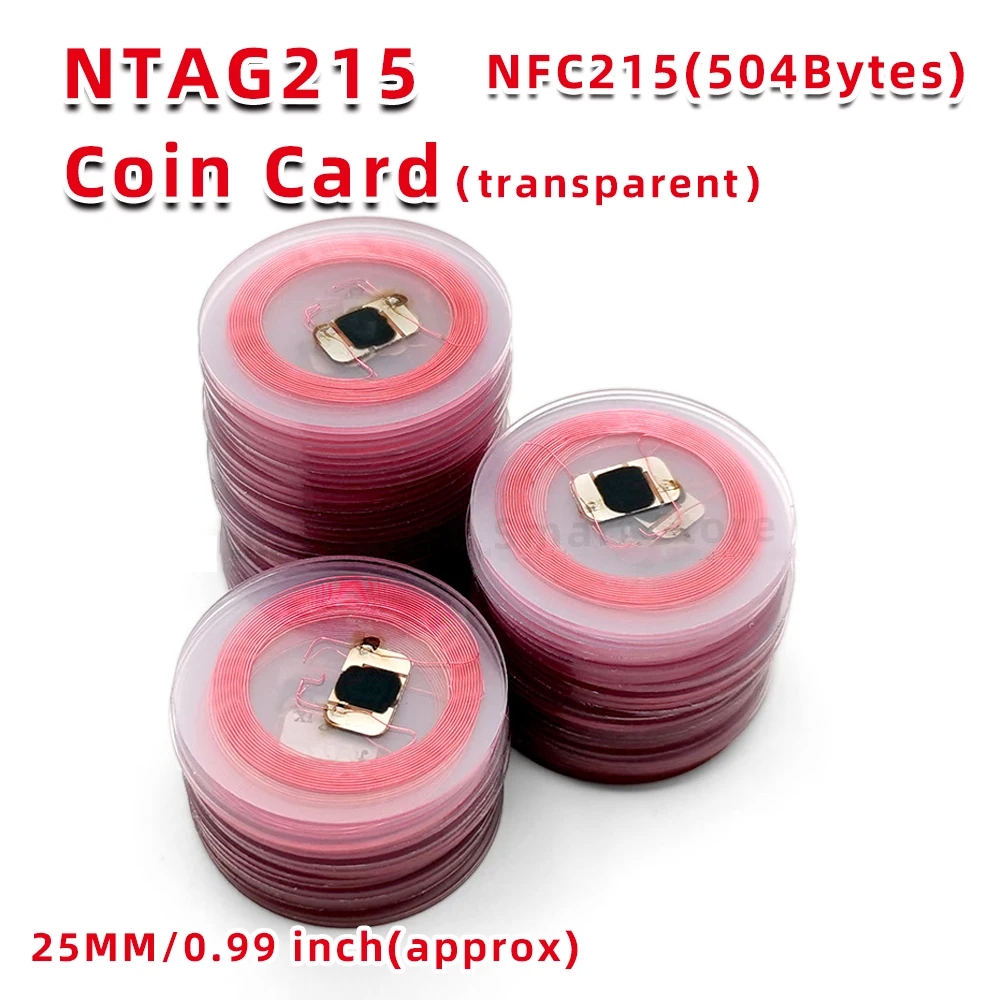 NFC บัตร Ntag215 13.56MHz ntag ป้าย215บัตร RFID 25 mm เส้นผ่าศูนย์กลางกล่องบัตรสัตว์ข้าม