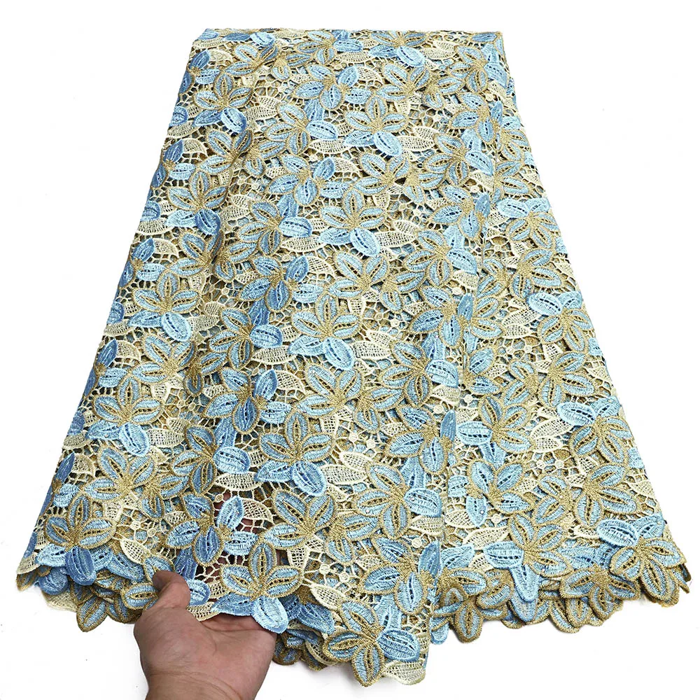فاخر شبكة ملونة الحبل الدانتيل النسيج Hot البيع 5 ياردة الحليب الحرير الدانتيل الخياطة فستان الزفاف المواد أنيقة للذوبان في الماء الدانتيل