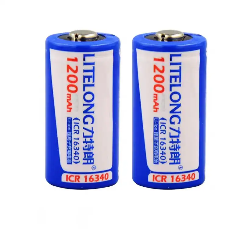 2PCS High Power 3.7V 1200mAh CR-123 16340 Rechargeable Battery Protected Lithium Ion Rechargeable Lithium Battery