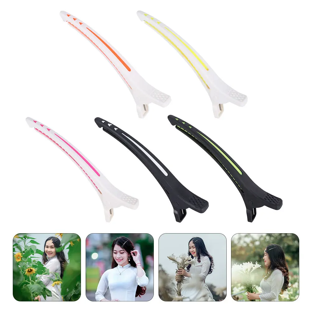 

5Pcs Duckbill Hair Clips Plastic Hairdressing Clamps Haircut Styling Bang Clips Barber Hairpins Hair Fixing Accessories