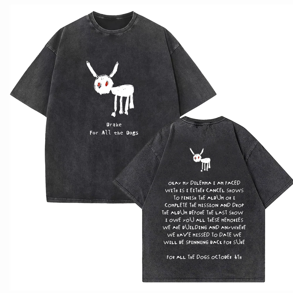 

For All The Dogs Drake 2024 Shirts Vintage Harajuku Summer Unisex O-Neck Short Regular Sleeve Cotton T-Shirts Printing