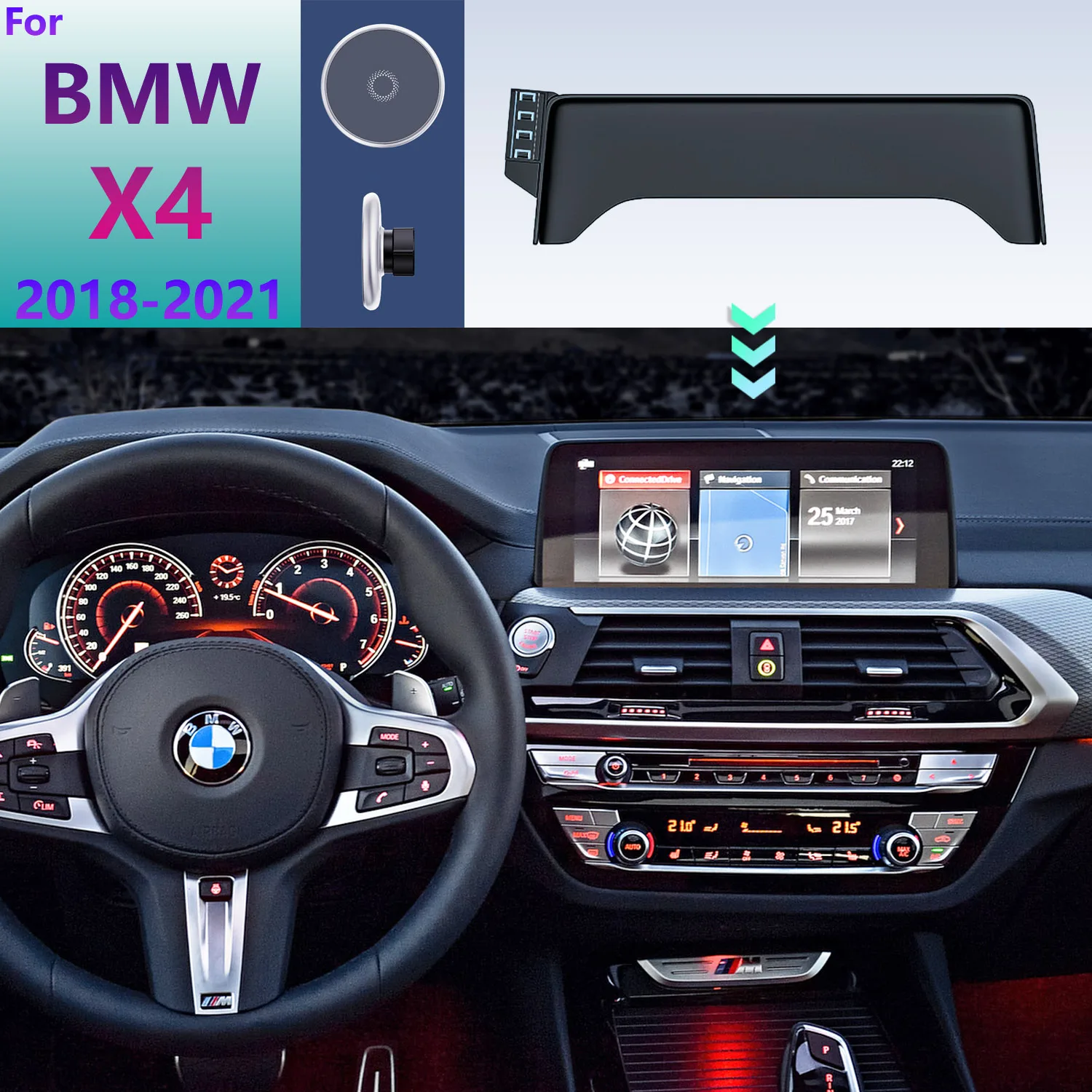

Автомобильный держатель для телефона для BMW X4 G02 2021 2020 2019 2018, автомобильная магнитная Беспроводная зарядная подставка MagSafe