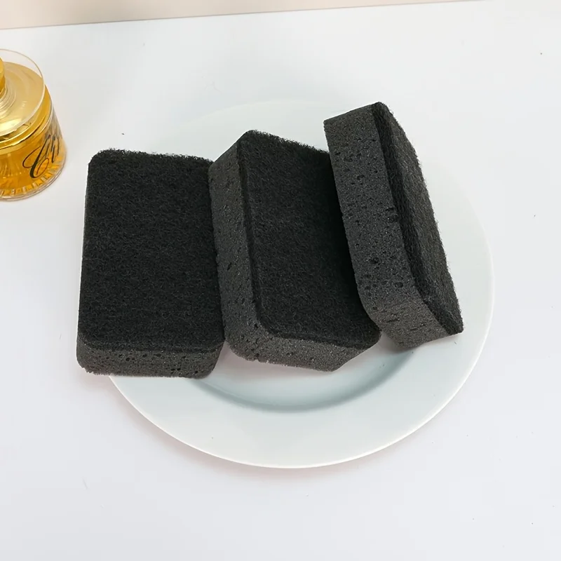 5Pcs Multi-Purpose Kitchen Cleaning Sponges in Black, High-Efficiency Oil Absorbent Sponges for Fast Stain and Grease Removal