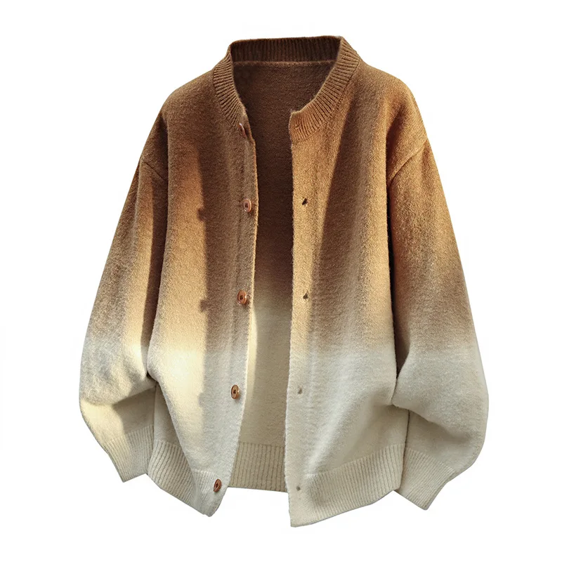 جديد ربيع الرجال الموضة التدرج اللون بالأزرار Sweatercoats جودة الذكور عادية تريكو بالأزرار أبلى البلوزات فضفاضة 4XL