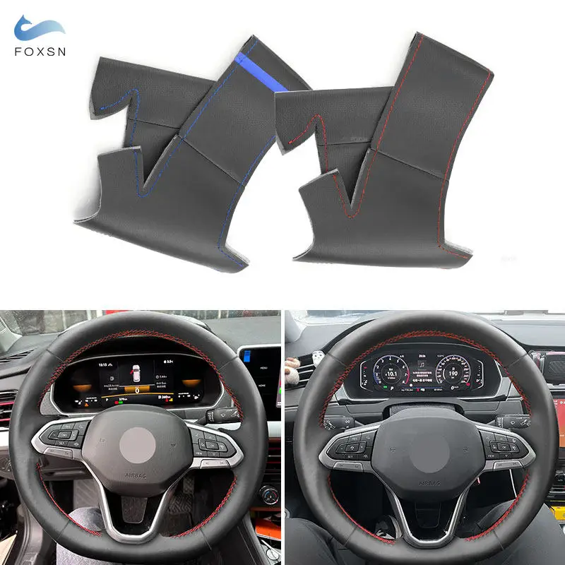 Car Inner Steering Wheel Cover Microfiber Leather Trim For Vw Golf Gti Gtd Gte R 8 Atlas Jetta Passat B9 Tiguan Touareg (R-Line)-image