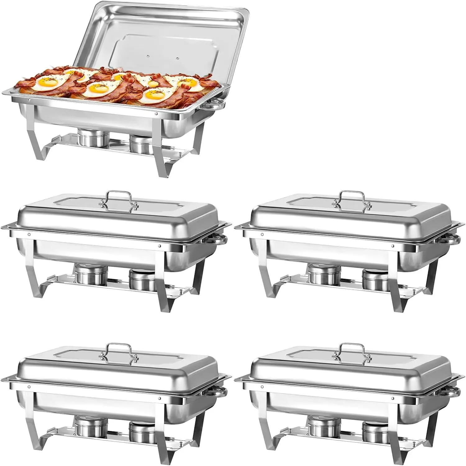 

8QT Stainless Steel Chafing Dish Set, 5-Pack Buffet Servers & Warmers for Parties, Weddings, Catering