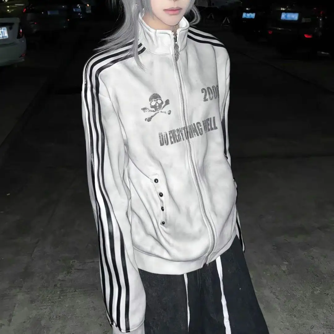 

Y2k Gothic Aesthetic Punk Grunge Harajuku Rock ink-jet print vintage emo Casual 2000s Style Streetwear Hoodie subculture Jackets