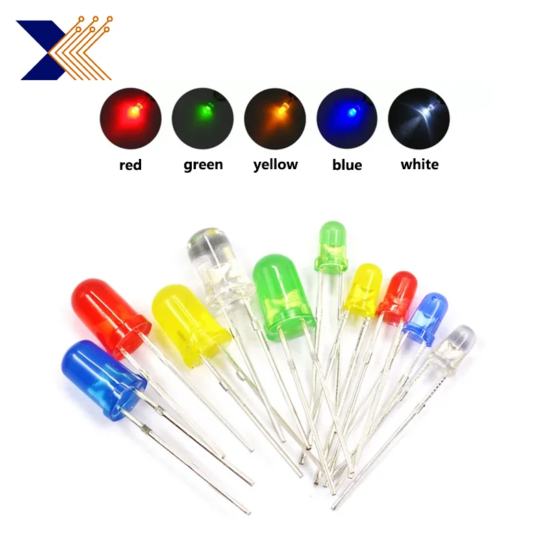 100pcs 3mm 5mm LED lights with white red yellow green blue combination kit for DIY high brightness