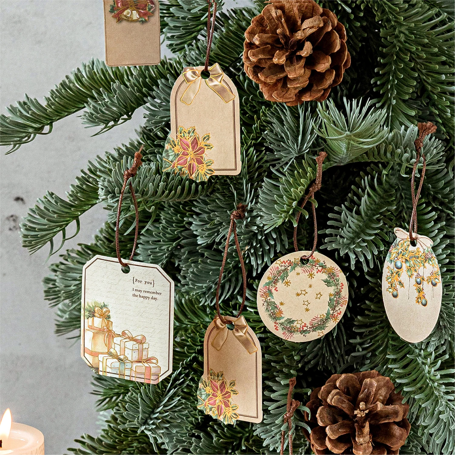 30 قطعة عيد الميلاد الرجعية موضوع العلامات ملصقات الإبداعية غير المرغوب فيه مجلة الديكور DIY بها بنفسك سكرابوكينغ المواد اليدوية ملصقات الجمالية #4