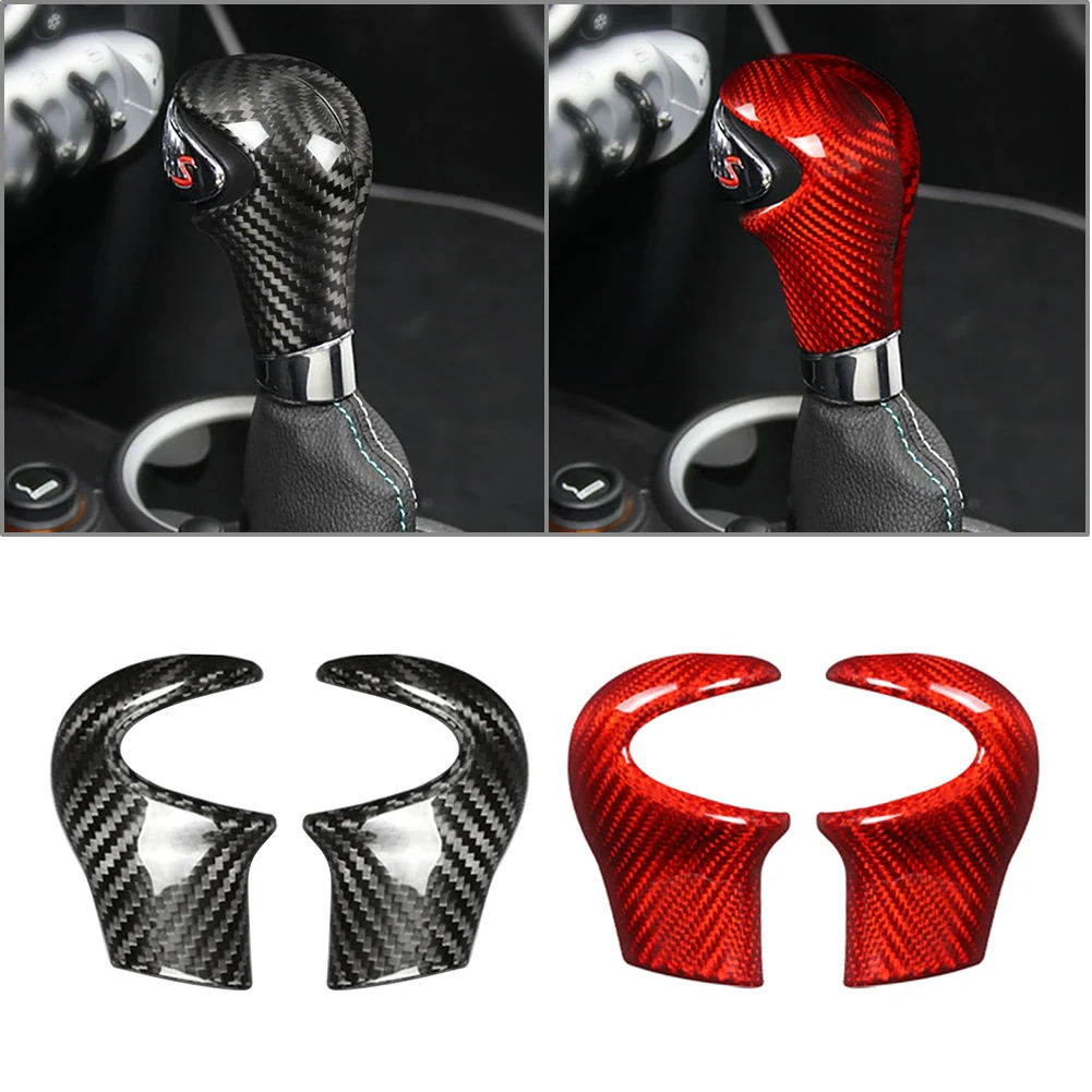 Carbon Fiber Gear Shift Knob Cover Trim For Mini Cooper R55 R56 R57 R58 R59 R60 Car Decorative Sticker Black/Red