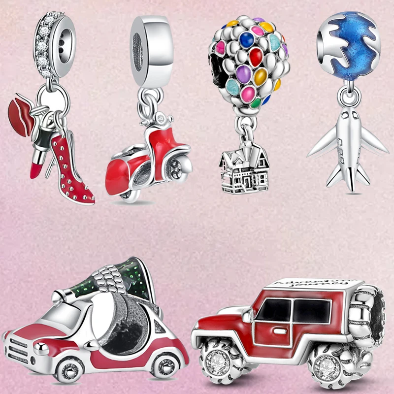 

New 925 Silver Hot Air Balloon Off-road Vehicle Motorcycle Pendant Beads Suitable For Original Bracelets DIY Women's Jewelry