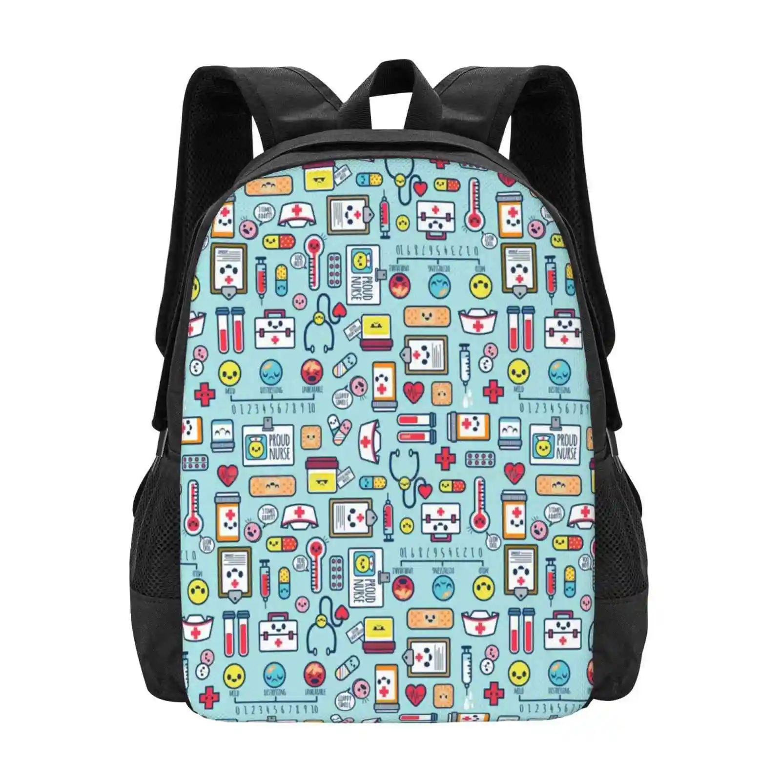 Proud To Be A Nurse / Surface Pattern Design / Blue Bag zaino per uomo donna ragazze adolescenti Heroes Cute Pattern Kawaii Doctor