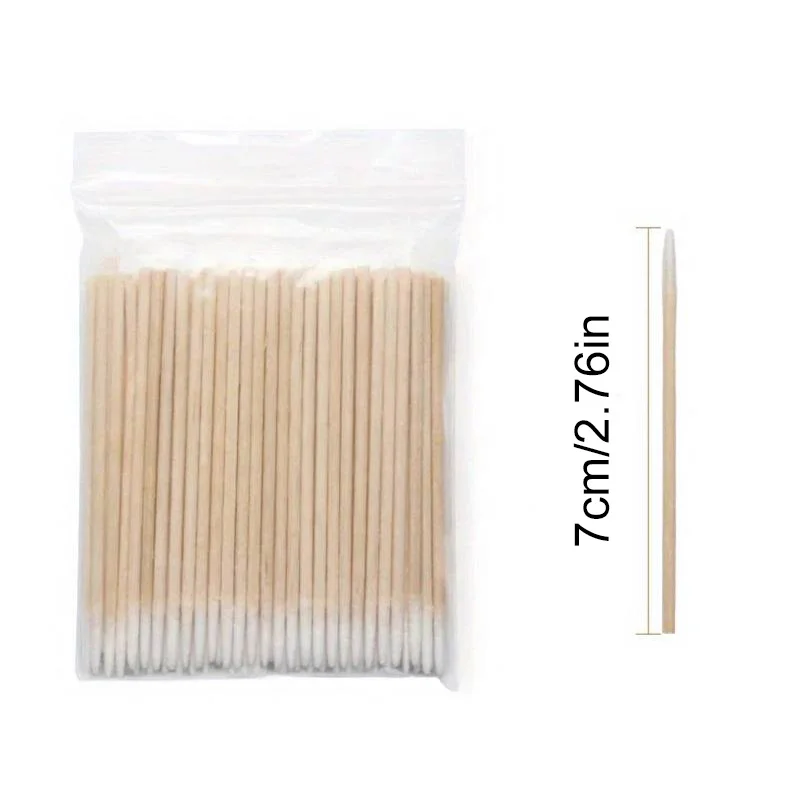 500Pcs Paznokcie Drewno Wacik Czyste patyczki Końcówka pączka Drewniana główka bawełniana Korektor szczegółów do manicure Narzędzie do usuwania lakieru do paznokci