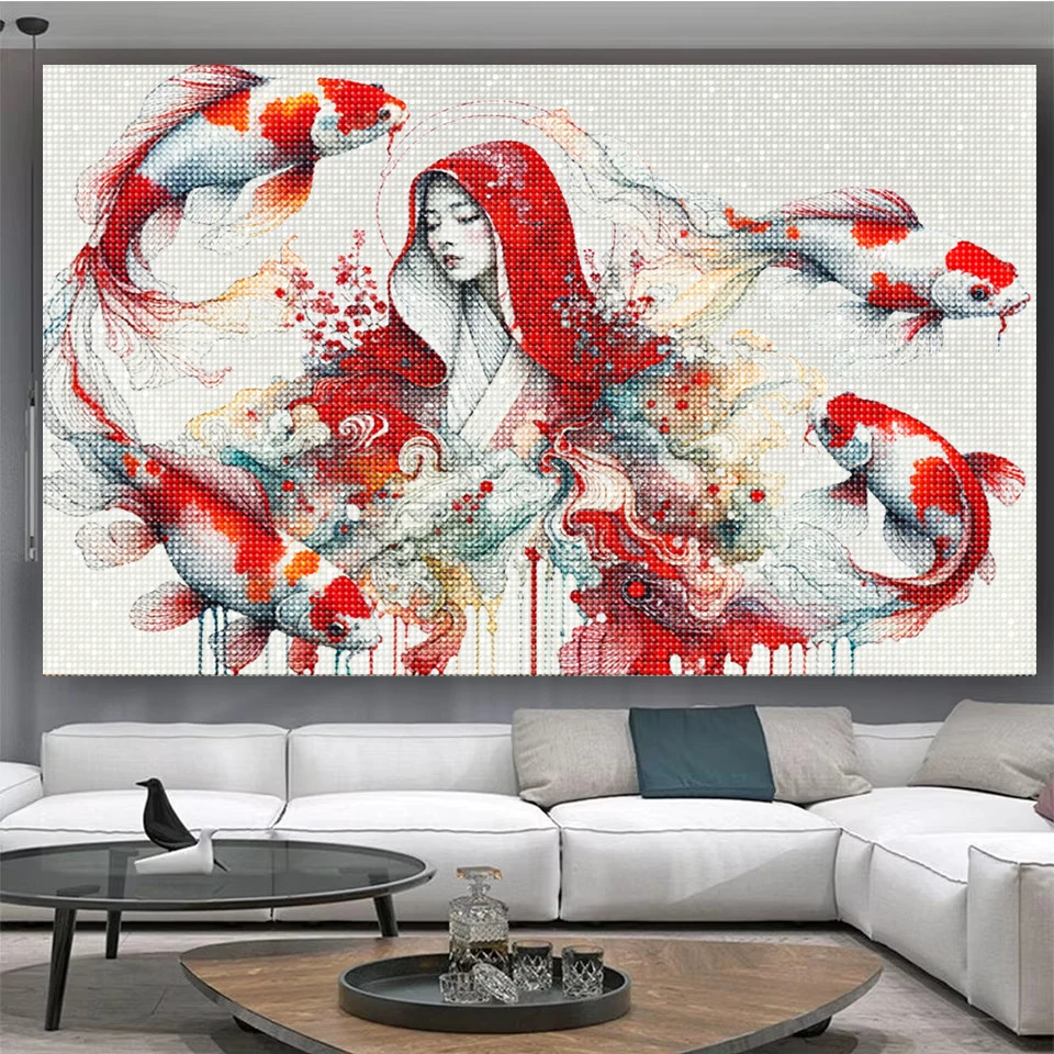 Koi Fish Oriental Watercolor W - Art Craft Japan 评论和价格