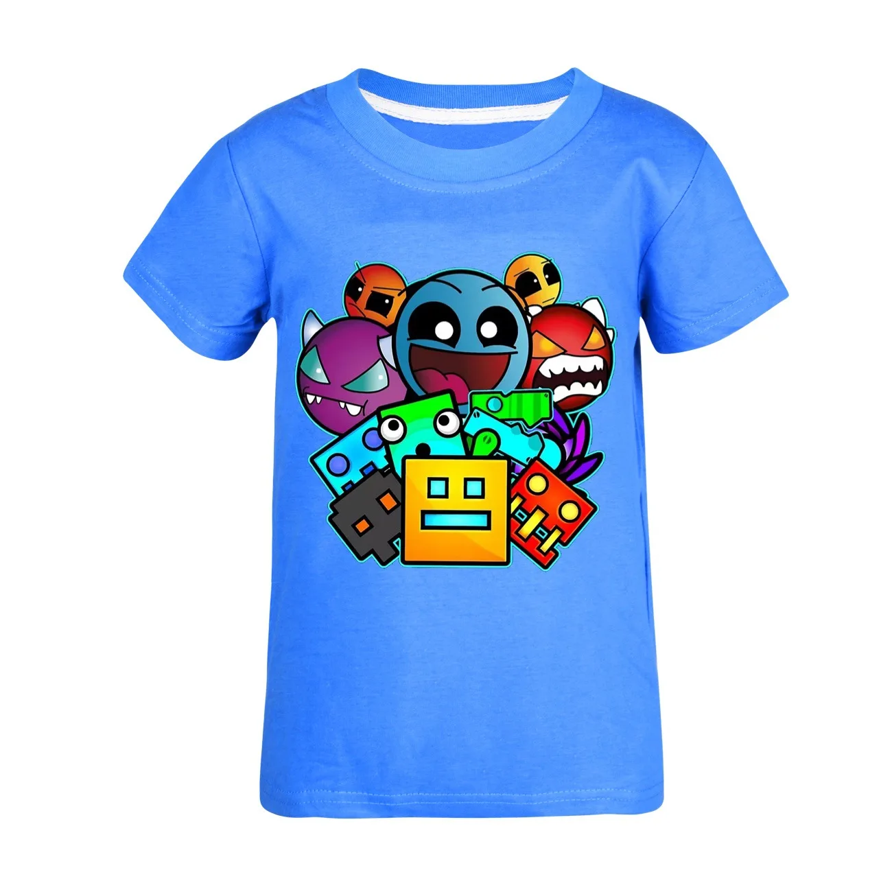 Figuras de desenho animado de geometria infantil camisetas, mangas curtas camisetas, tops com gola redonda, roupas boutique, roupas de verão, Y2K, anime