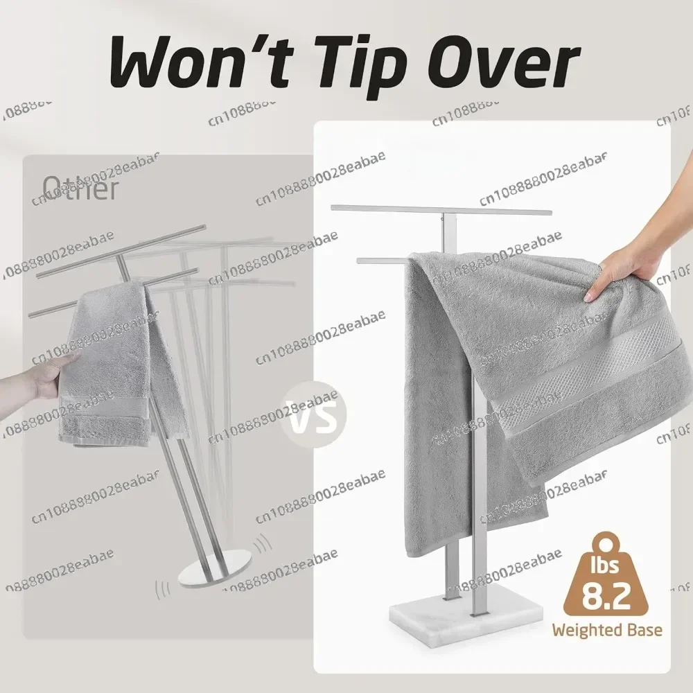 Standing Towel Rack 2-Tier Towel Rack Stand with Marble Base for Bathroom Floor, Upgrade Steady Design, SUS 304 Stainless Steel