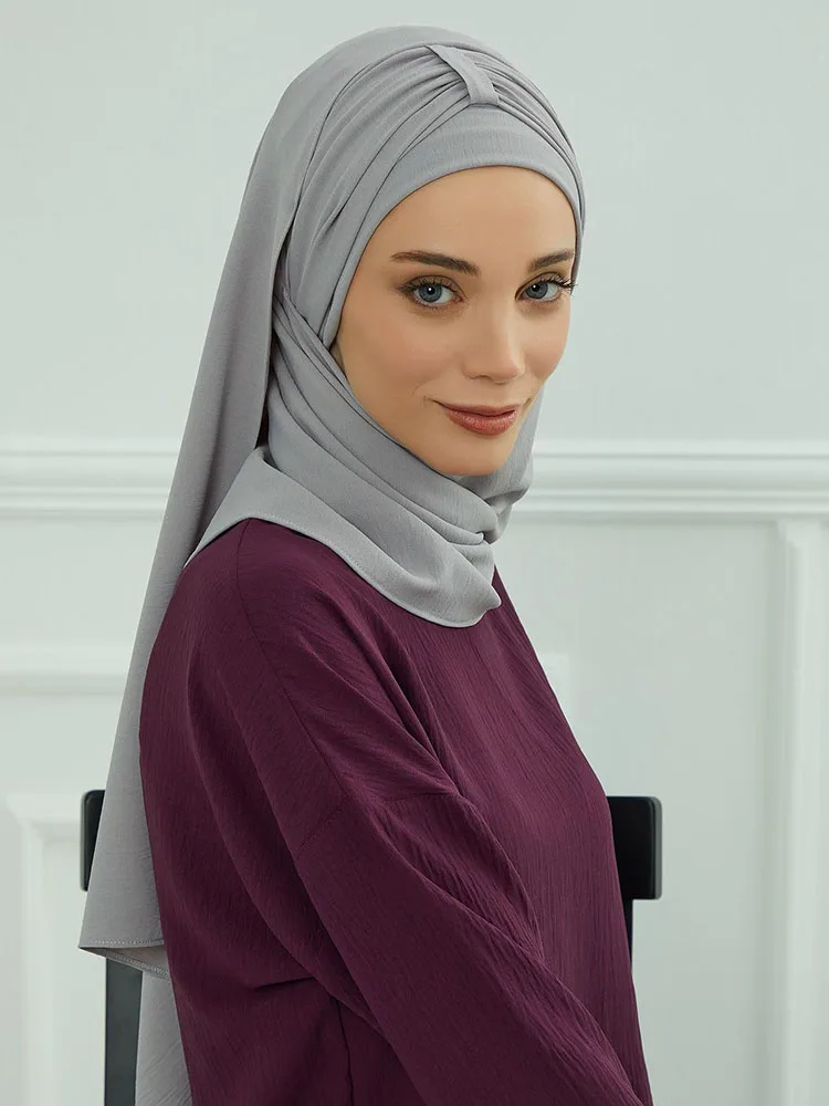 Hijabs internos muçulmanos lisos para mulheres, headband, boné, gorro, xale longo, underscarf, tampa do pescoço, headwraps