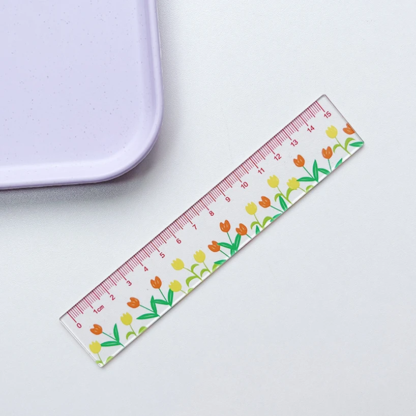 15cm Flowers Ruler Kawaii Stationery Transparent DIY Drawing Tools Regla Cute Student Korean Stationery School Supplies Rulers