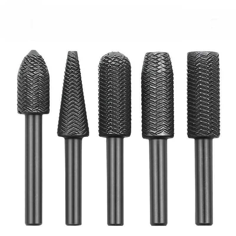 5Pcs Complete models Double Cut Rotary Rasp File Set 6mm Shank Super Hard Steel File For Woodworking Metal Grinding