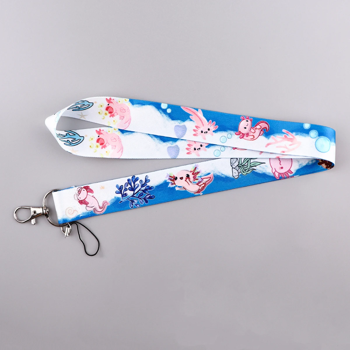 Pink Axolotl Cartoon Lanyard for Key ID Card Gym Phone Straps USB Badge Holder DIY Neck Strap Hang Rope Keyring Accessories