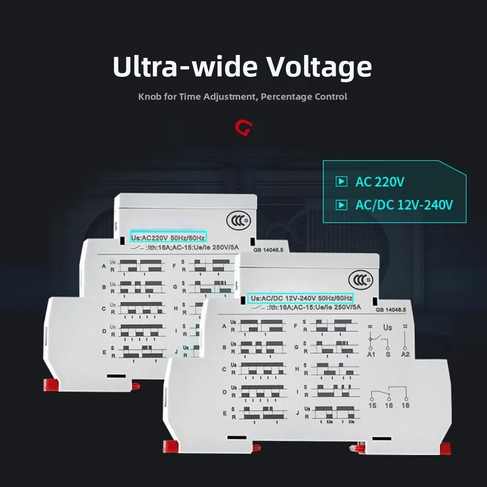 GRT8-M Time Relay Controller with Flexible Trigger Options On/Off Delay Functions and 12V to 240V AC/DC Compatibility