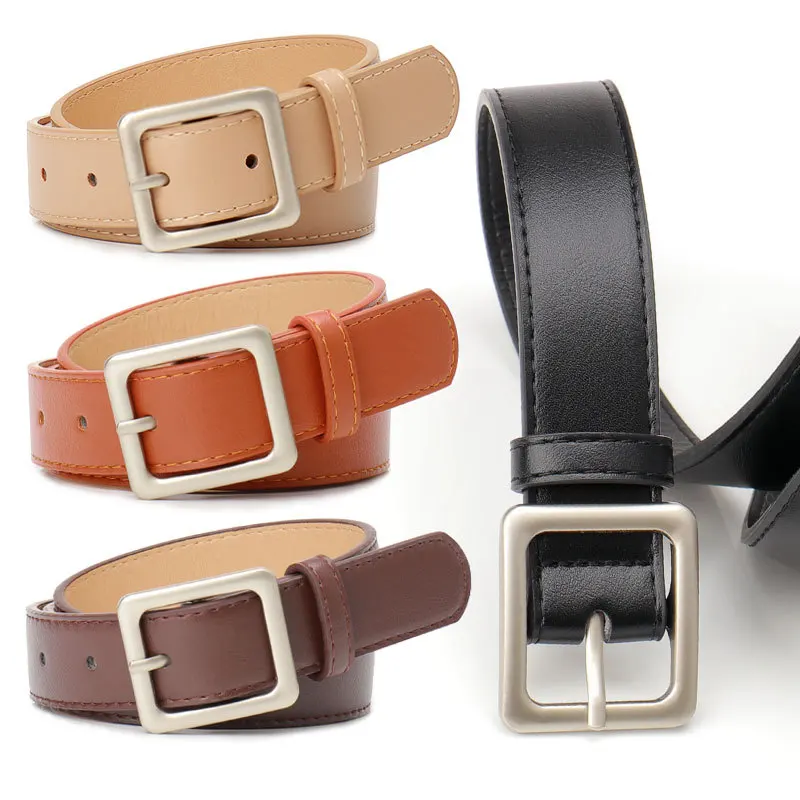 

New Style Simple Retro Square Buckle Ladies Belt Korean Chic Senior Sense of Leisure Wind Decorative Jeans Belt Female