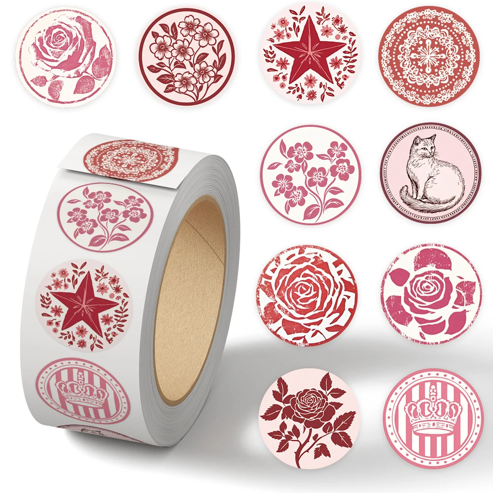 500 قطعة ملصقات الزهور الوردية الكرتونية لفة DIY بها بنفسك الخبز حفل زفاف وعيد ميلاد هدية التفاف التسمية لطيف القرطاسية سجل القصاصات ملصق