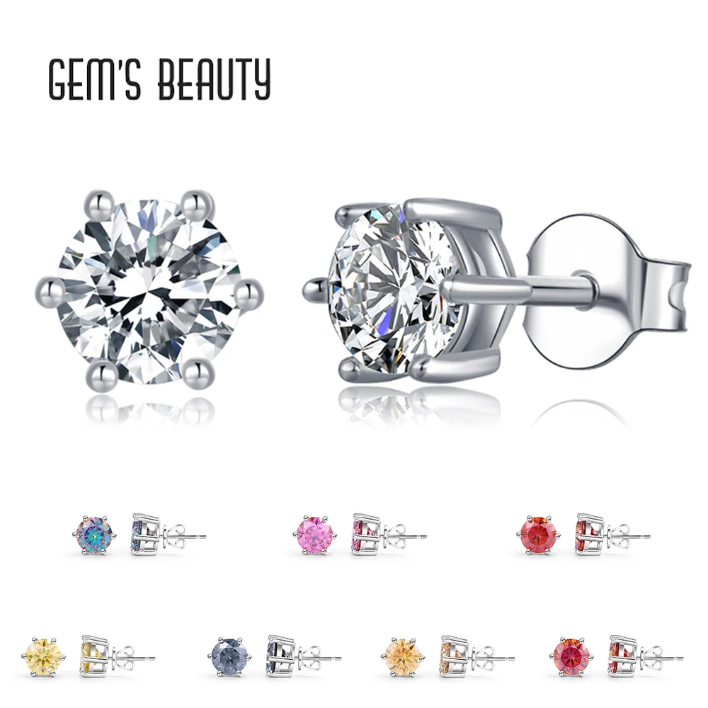 

GEM'S BEAUTY New 2023 0.5-2ct D Color Moissanite Stud Earrings Man For Women Top Quality 100% 925 With certificate