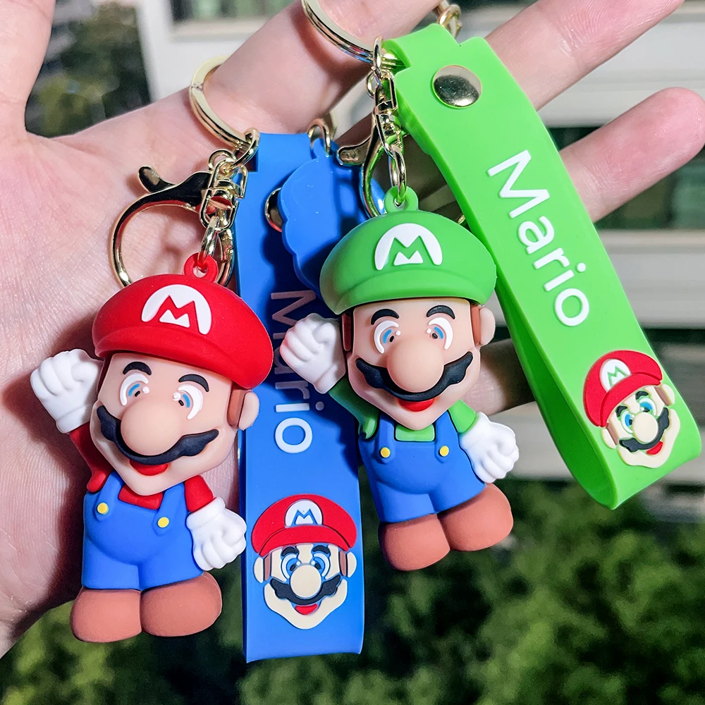 Game Super Mario Bros Keychain Anime Figure Car Decoration Backpack Pendant Accessories Kids Toy Christmas Birthday Gifts