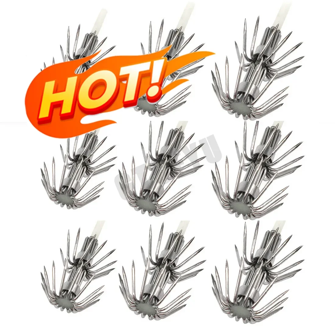 

9pcs Baosity Cuttlefish Squid Jig Lure Hooks Stainless Steel Claw Hook Glow Sharp Umbrella Hooks Baits for Shrimp Octopus