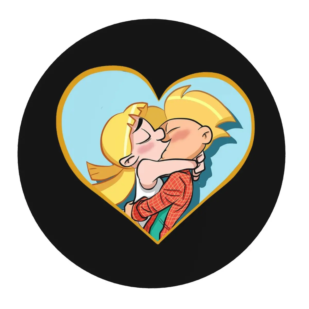 

Круглый коврик для мыши с изображением персонажей мультфильма «Хей Арнольд» и Хельги Патаки, коврик для клавиатуры и мыши, игровой коврик для ПК, коврик для офисного стола