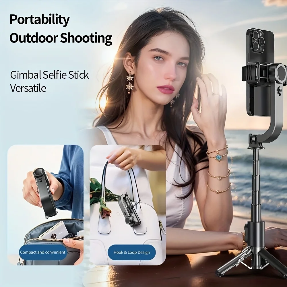 Single-Axis Gimbal Stabilizer Auto Balance Selfie Stick with Remote Anti-Shake Tripod Compatible with IPhone/Android