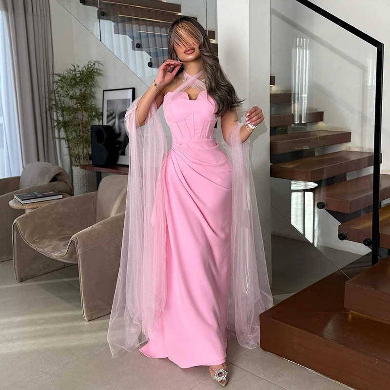 

Thinyfull 2025 Prom Evening Dresses Mermaid Halter Sleeveless Saudi Arabia Party Dress Formal Cocktail Prom Gowns Customized
