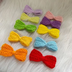 5PCS Handmade Bow Knitted Yarn Crochet 5CM Semi-finished Three-dimensional Clothing Hair Clip Accessories Multiple Colors