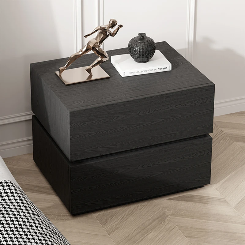 Modern minimalist bedroom bedside table Nordic small apartment cabinet black oak installation-free multi-functional drawer cabin
