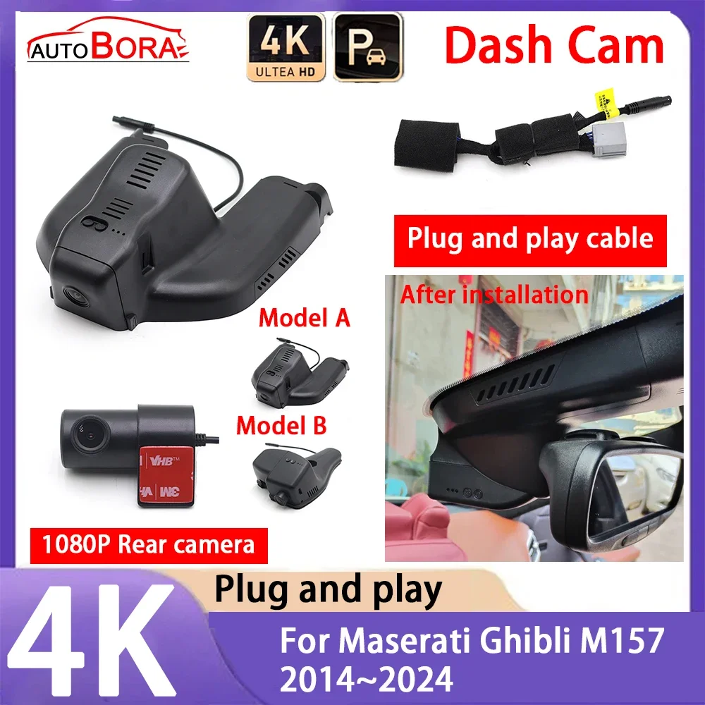 

AutoBora 4K 2160P Car Camera Plug and Play UHD Dash Cam Night Vision for Maserati Ghibli M157 2014~2024