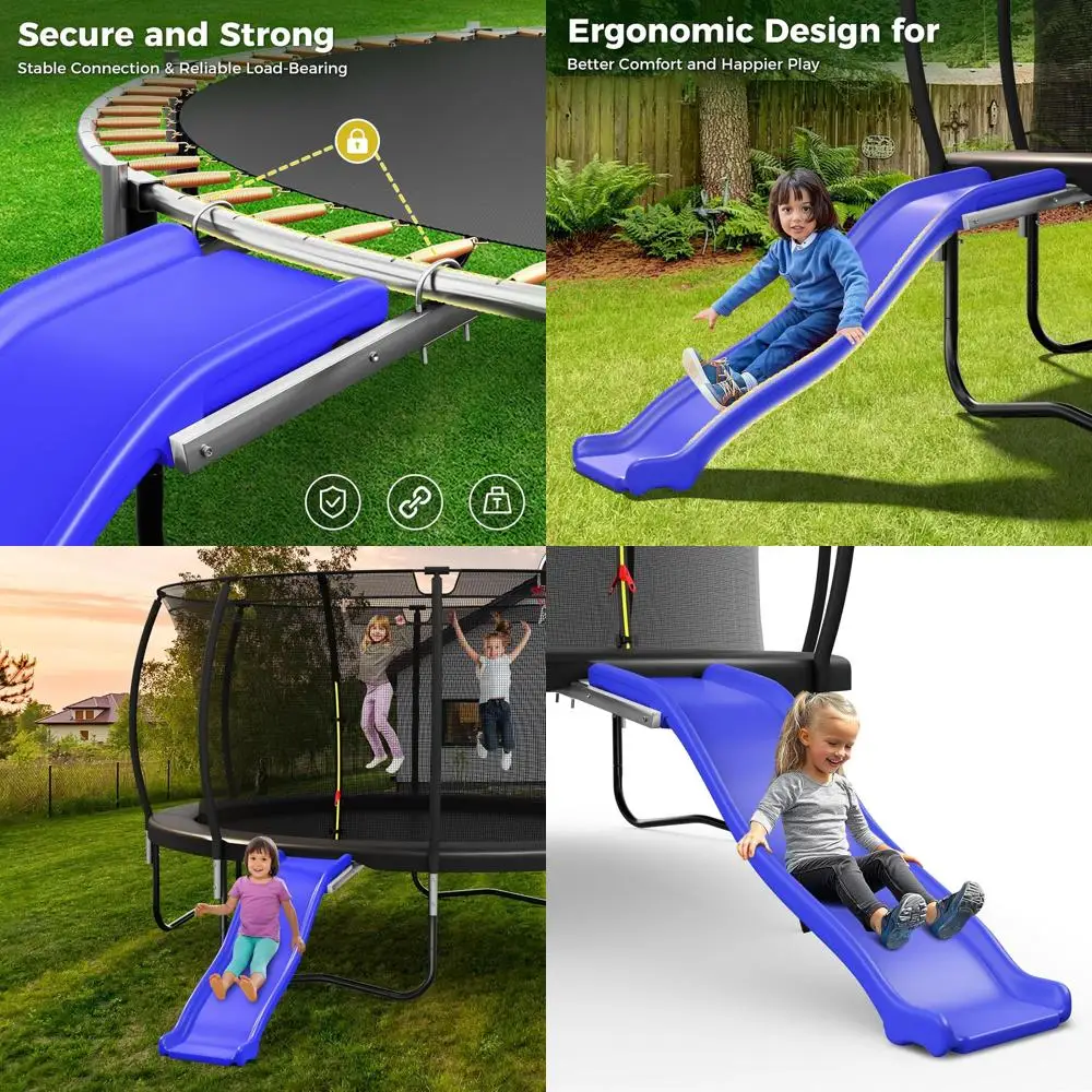 

Plastic Trampoline Slide for 8-16FT, Heavy Duty Outdoor Slide for Trampoline, Safe Trampoline Ladder for Kids 6+, 220 LBs Capaci